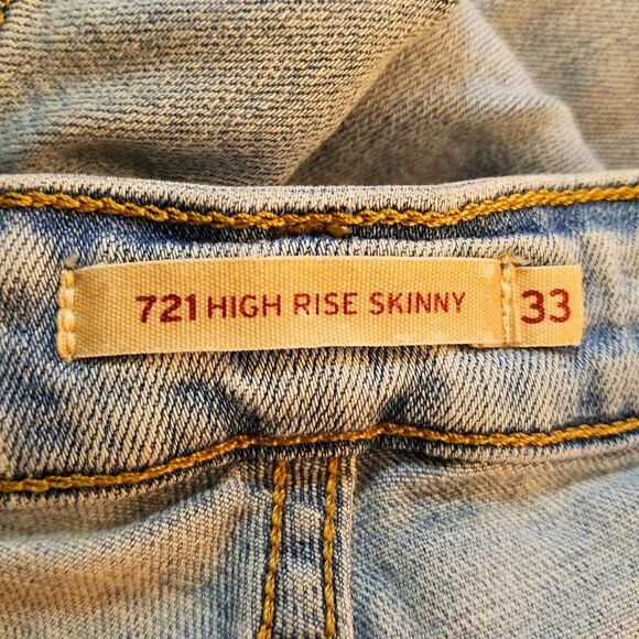 Levi's Jeans Women's 33x28.5 Blue 721 High Rise Skinny Jeans Distressed Stretch - Picture 4 of 4